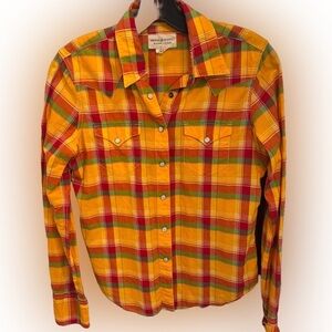 Ralph Lauren Denim & Supply Western Plaid pearl snap Button Down Shirt Sz SP